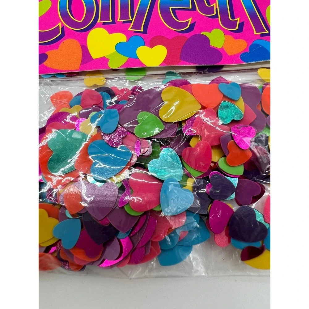 Lisa Frank Hearts Confetti Vintage 0.5 oz Multicolor Rainbow Heart Shape NEW 90s